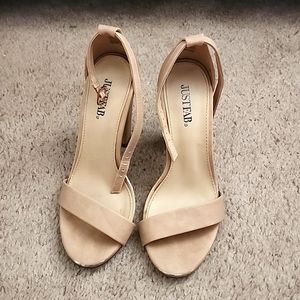 Just Fab Nude heeled sandals size 5.5